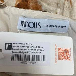 NEW Rebdolls Kiera Multicolor Satin Abstract One Shoulder Maxi Shift Dress 14/16 thumbnail 4