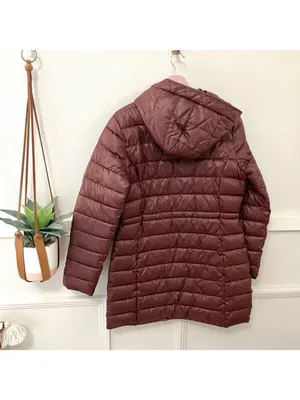 Kenneth Cole Puffer Quilted Anorak Jacket Coat Red M Mid Length Winter Cabin thumbnail 3