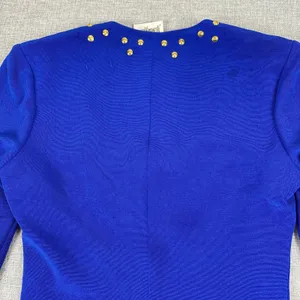 Ann Hobbs Dress Womens X-Small Blue Scoop Neck Bodycon Studded Zip Long Sleeve thumbnail 11