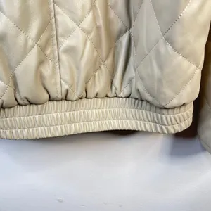 Avec Les Filles Faux Leather Vegan Diamond Quilted Coat Womens M Neutral new thumbnail 9