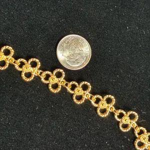 6 1/2 inch, Vintage Gold Tone Triple Ring Petal Flowers Bracelet by Avon thumbnail 4