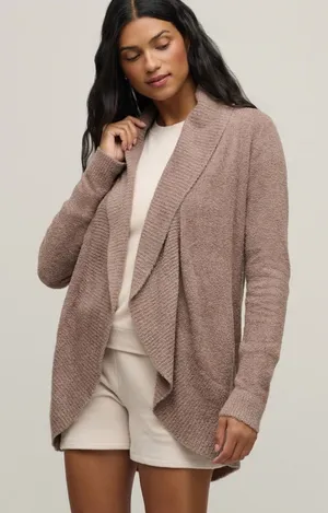 Barefoot Dreams CozyChic Lite Circle Cardi Taupe Open Front Cardigan‎ 423 XL thumbnail 1