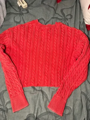 Aerie Cropped Cable Knit Sweater thumbnail 3