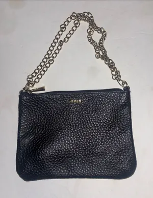 Lodis Black Pebbled Leather Shoulder Bag W/ Gold Chain Preloved Great Condition thumbnail 1