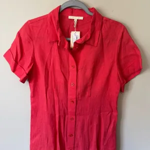 Maje Size 38 Cutout Twisted 100% Linen Midi Shirt Dress‎ thumbnail 10