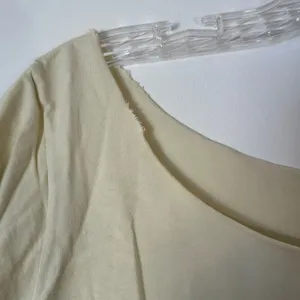 Brandy Melville Cream Cotton Raw Edge Scoop Neck‎ Short Sleeve T-Shirt One Size thumbnail 5