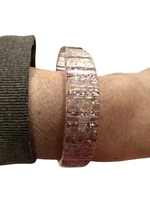 Unique Vintage Iridescent Clear and Lavender Lucite Bangle/Cuff Bracelet thumbnail 2