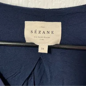 Sézane Aura babydoll eyelet floral 3/4 sleeve Dress in navy blue size 2 thumbnail 5
