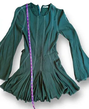 Tularosa Nicole Dress Sycamore Green Pleated Mini Dress Bell Sleeve Size XXS thumbnail 8