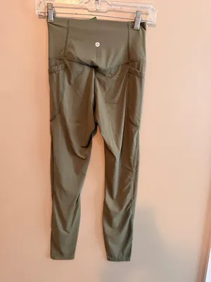 Halara XS High-Waisted Olive Green Leggings XS 7/8 Length Stretchy thumbnail 5