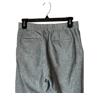 Uniqlo Pants Women XS Navy White Stripe Linen Blend Pinstripe Tapered Leg Preppy thumbnail 6