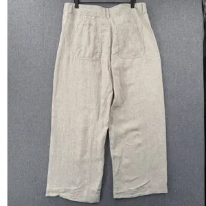 Quince 100% European Linen Patch Pocket Wide Leg Pants Flax Beige Size 16 thumbnail 3