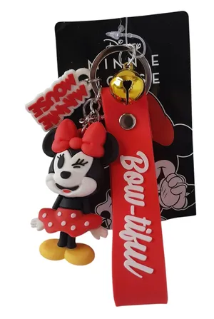 Disney Minnie Mouse 3D Keychain Wristlet Bowtiful Red Bag Charm + Stickers Set thumbnail 1