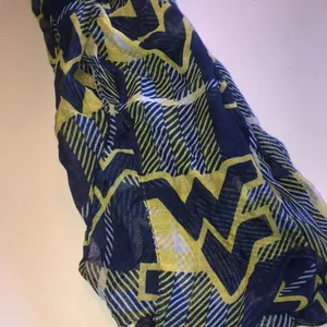 West Virginia WVU Infinity Scarf with Navy and Yellow Geometric Print thumbnail 1