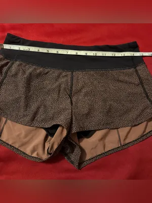 lululemon athletica Black Waistband Brown Speckled Running Shorts thumbnail 7