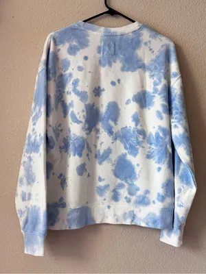 Reflex Light Blue and White Tie-Dye Crewneck Sweater thumbnail 2