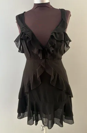 Storia Babydoll Dress Size S Black Ruffled Mini Witchy Goth Whimsy Feminine Y2K thumbnail 1