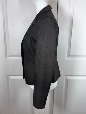 Ann Taylor Brown Blazer 6 Stretch Tailored Fitted Career Workwear Office Work thumbnail 3