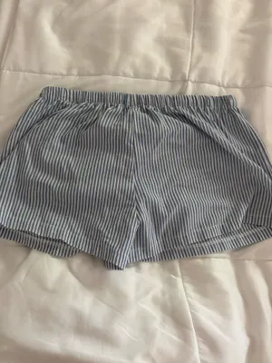 Shein Blue Striped Shorts White Tie thumbnail 2