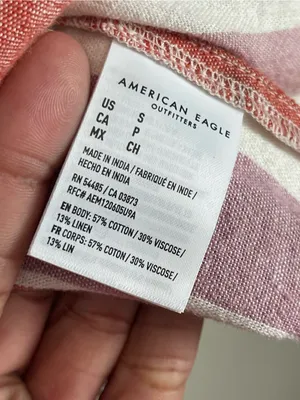 AMERICAN EAGLE Striped Linen Blend V-Neck Peplum Babydoll Top Sz S thumbnail 9