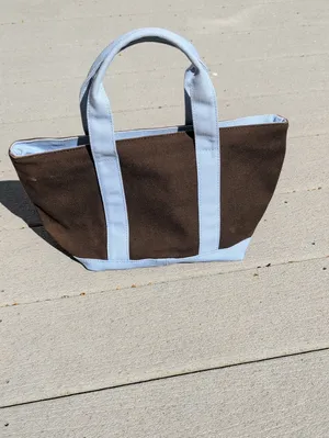 NWT GAP Brown Canvas Mini Tote | Gap Zipper Top Mini Canvas Tote thumbnail 5