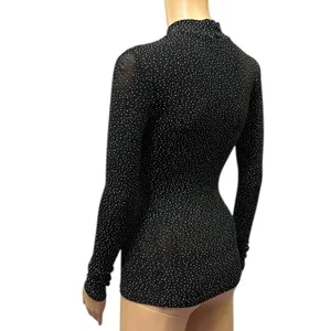 Newport Starry Night Mock Neck Long Sleeve Lightweight Bodycon Nylon Top Small thumbnail 2