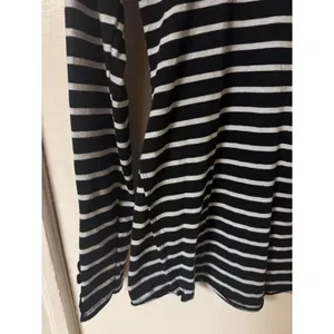 Free‎ People Women's Black And White Striped Top Laced Cut Out Sleeves Size L thumbnail 2