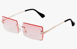 Amazon ADE WU Rimless Rectangle Pink Sunglasses thumbnail 1