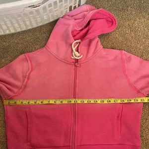 American Eagle Pink Ombre Zip-Up Hoodie Size Large thumbnail 7
