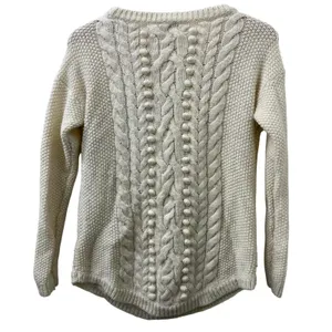 Talbots S Cable Knit Bobble Sweater Ivory Chunky Cozy Winter‎ Holiday Xmas Wool thumbnail 5