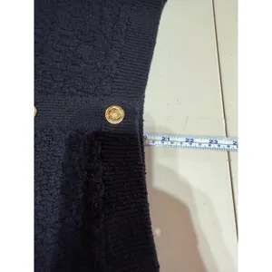 NWT H&M Textured Knit Cardigan Womens S Navy Blue Gold Crest Button Old‎ Money thumbnail 8