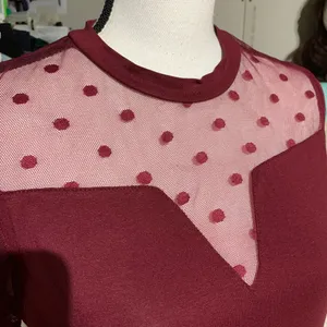 Shein Burgundy Mock Neck Blouse thumbnail 6