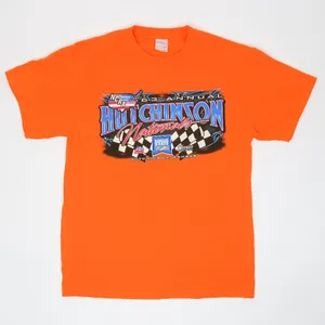 Neon Orange Hutchinson Nationals Sprint Car Racing Graphic T-Shirt thumbnail 3