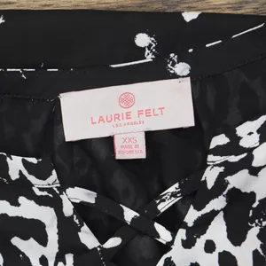 NEW Laurie Felt Womens Long Sleeve Lined Blouse Shirt Top Black / White 2XS thumbnail 3