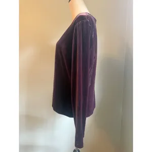 NY&Co XL Purple Velvet Cardigan Long Sleeve Top whimsigoth boho retro grunge y2k thumbnail 4
