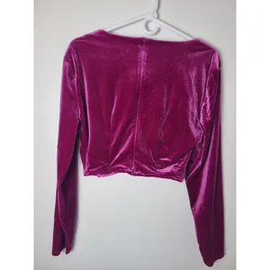 Vtg Candies Wm XXl Velvet Crop Top Magenta Purple Gold Lace V-Neck Romantic Y2K thumbnail 3