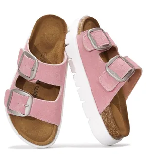 Papillio Pink Suede Double-Buckle Slide Sandals thumbnail 1
