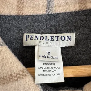 Pendleton Merino Wool Reversible Plaid Grey Preppy Button Up Coat Size 1X thumbnail 3