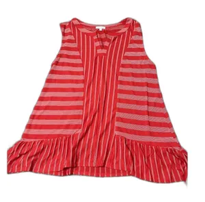 Ava James red striped peplum sleeveless tank top L thumbnail 1