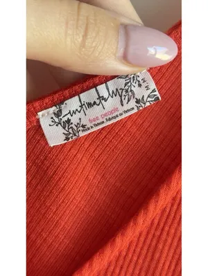 Free People Dani Swing Tank Top Bella Rosa Coral Ribbed V Neck Medium M thumbnail 4