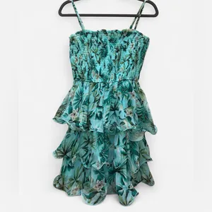 Miss Avenue Floral Print Tiered Ruffle Mini Dress Size Small Tropical Resort thumbnail 2