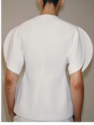 Zara NWT White Structured Zip-Front Top with Split puff Sleeves thumbnail 4