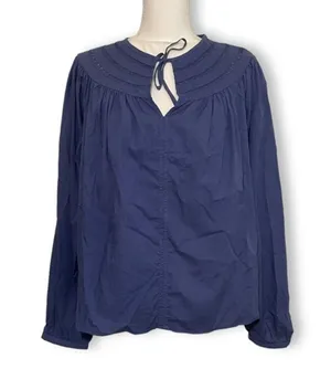 NWOT Cornflower Blue Balloon Sleeve Crochet Yoke Blouse Top New thumbnail 4