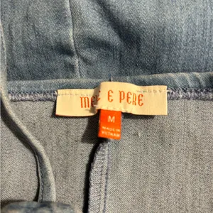 Mele E Pere Denim Mini Dress Light Wash Notched V-Neck Bodycon‎ Blue Womens M thumbnail 3