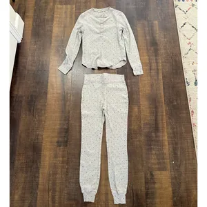 Boden Star Print Thermal Pajama Set Gray Waffle Knit Women's US 6 thumbnail 10