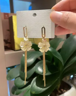 Elegant Flower Tassel Chain Dangle Drop Earrings for Women thumbnail 2