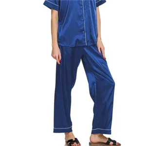 Zenana Satin Short Sleeve Top and‎ Pants Pajama Set thumbnail 3