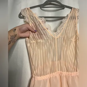 Auden Striped Chiffon Bodysuit Honeysuckle Peach XS thumbnail 6