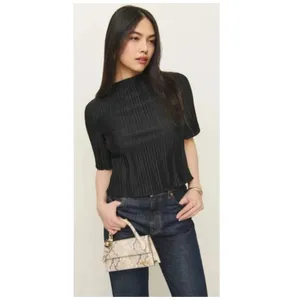Reformation Spencer Knit Top In Black Size XL thumbnail 6
