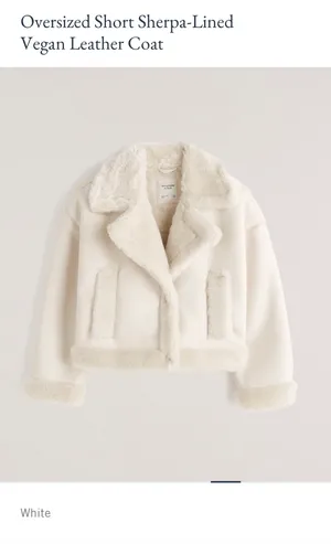 Abercrombie Oversized Short Sherpa-lined Vegan Leather Coat thumbnail 3